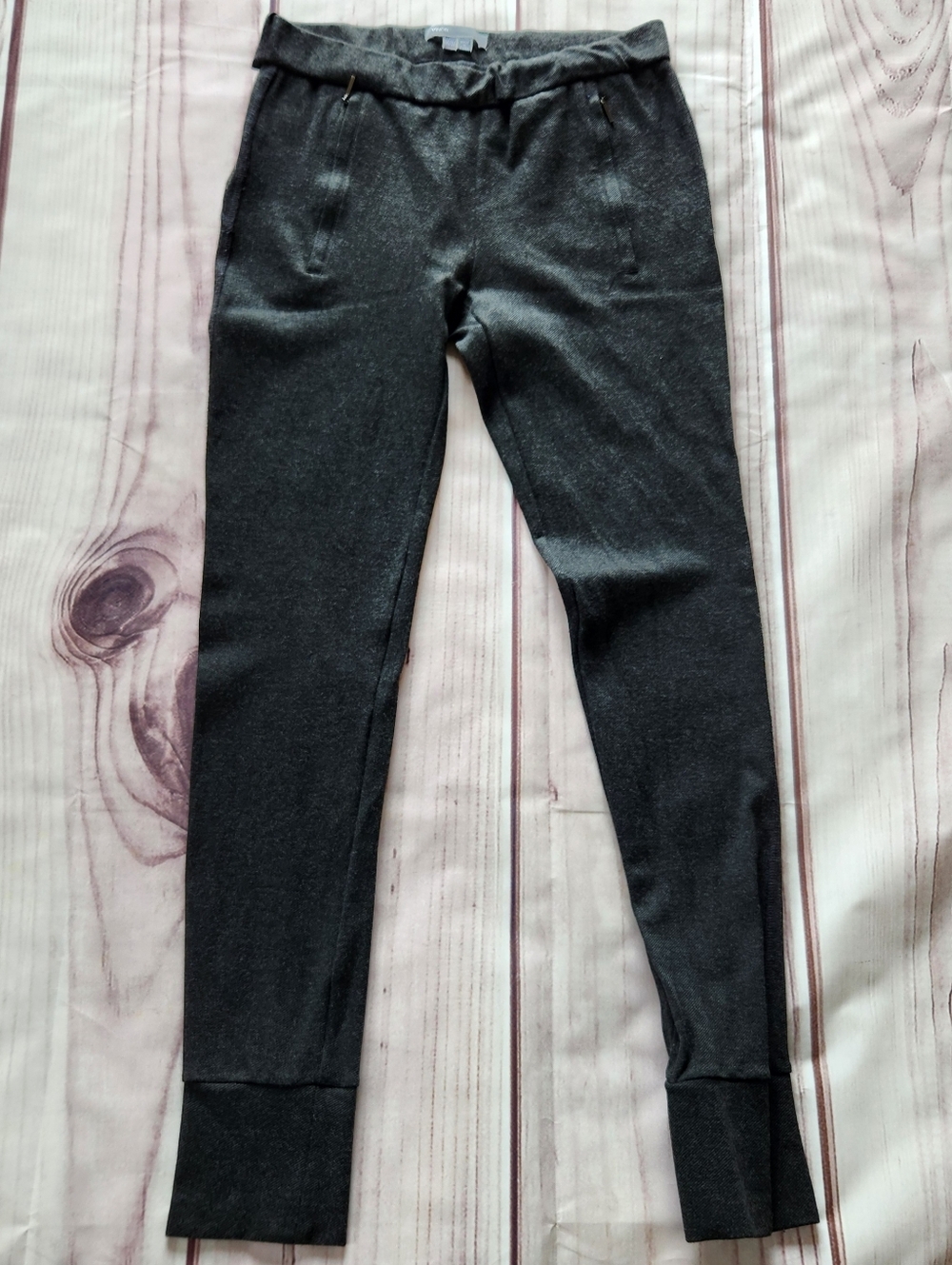 Vince Stretch Dress Pant Trouser Heather Grey Black | Women's Size M - Picture 2 of 10